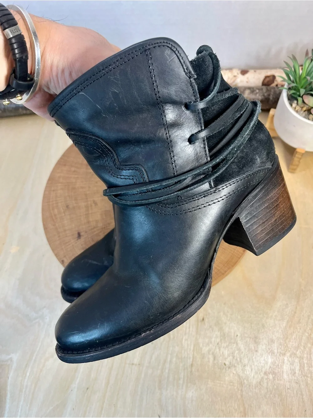 Freebird Pasey Black Heeled Ankle Boots Size 8